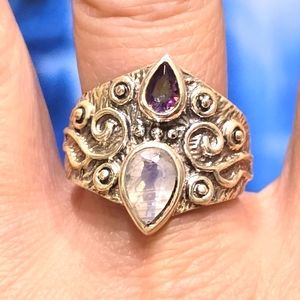 Mystic Topaz & Moonstone Sterling Silver Gemstone Ring